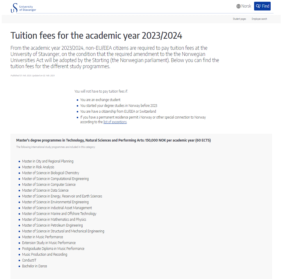 挪威大学对中国学生免费将成为历史